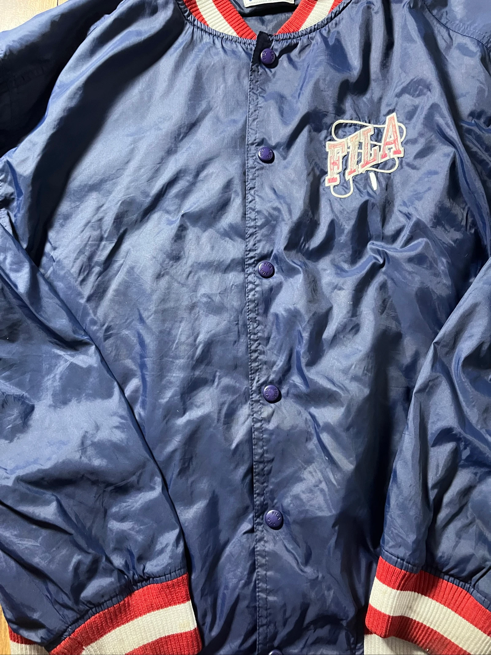 Navy blue teddy jacket with snap closure - Fila - size M - satisfactory – photo 6